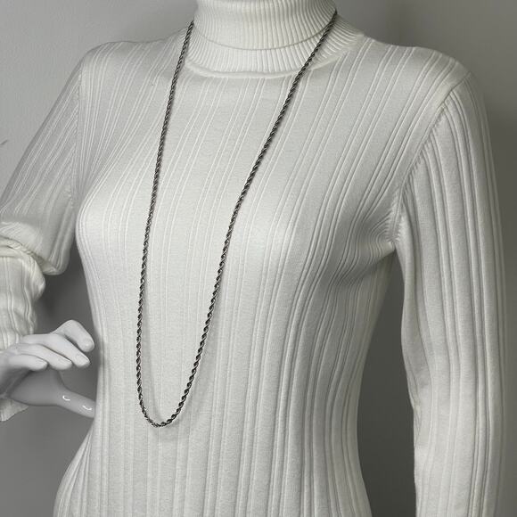 Necklace silver tone rope chain costume jewelry versatile wrappable layering - Picture 7 of 11